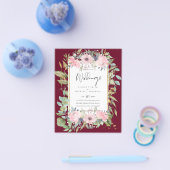 Blush Pink Floral Greenery Boho Wedding Flyer (Enkel)