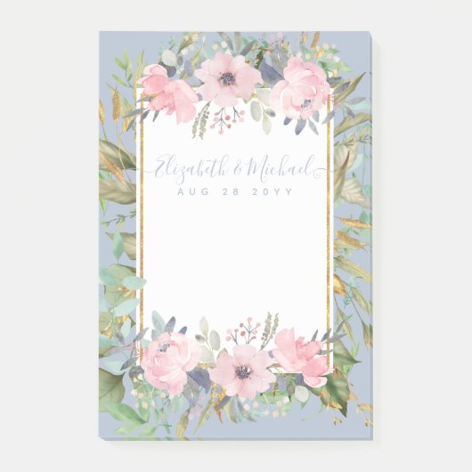 Blush Pink Floral Greenery Boho Wedding Post-it® Notes (Voorkant)