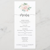 Blush Pink Floral Greenery Elegant Wedding Menu (Voorkant)