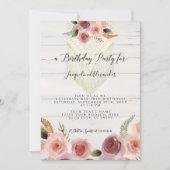 Blush Pink Floral Greenery Macrame Birthday Party Kaart (Voorkant)