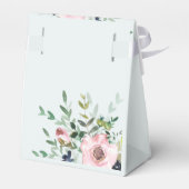 Blush Pink Floral Greenery op Blue Wedding Shower Bedankdoosjes (Achterkant)