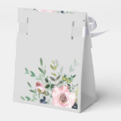 Blush Pink Floral Greenery op Gray Wedding Shower Bedankdoosjes (Achterkant)