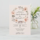 Blush Pink Floral Greenery Waterverf Baby shower (Staand voorkant)