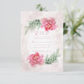 Blush Pink Floral Greenery Waterverf Wedding RSVP (Staand voorkant)