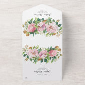 Blush Pink Floral & Greenery Wedding All In One Uitnodiging (Buitenkant)
