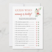 Blush Pink Floral Guess Wie Baby shower Game Kaart (Voorkant)