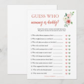 Blush Pink Floral Guess Wie Baby shower Game Kaart (Voorkant / Achterkant)