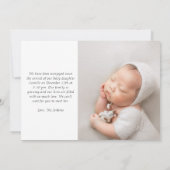 Blush Pink Floral Hallo World Birth Announance Kaart (Achterkant)