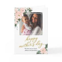 Blush Pink Floral Happy Mothers Day Fotokaart