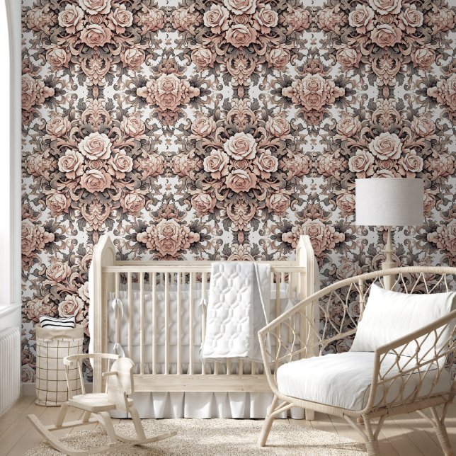 Blush Pink Floral Harmony Behang (Kinderen)