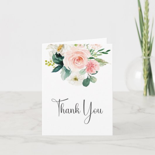 Blush Pink Floral Hartelijk dank Bedankkaart (Voorkant)