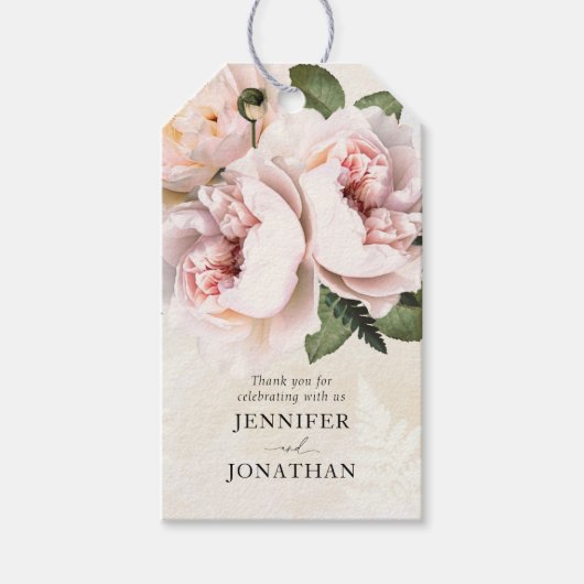 Blush Pink Floral Hartelijk dank voor de favoriete Cadeaulabel (Voorkant)