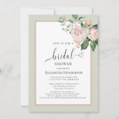 Blush Pink Floral Heart Script Vrijgezellenfeest Kaart (Voorkant)