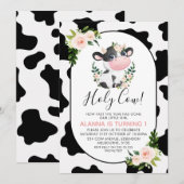 Blush Pink Floral Heilige Koe Koe Maandag afdrukke Kaart (Voorkant / Achterkant)