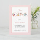 Blush Pink Floral Het is een meisje Baby shower Kaart (Staand voorkant)