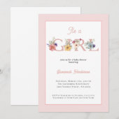 Blush Pink Floral Het is een meisje Baby shower Kaart (Voorkant / Achterkant)