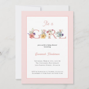 Blush Pink Floral Het is een meisje Baby shower Kaart