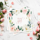 Blush Pink Floral Het is een meisje Baby shower Servet