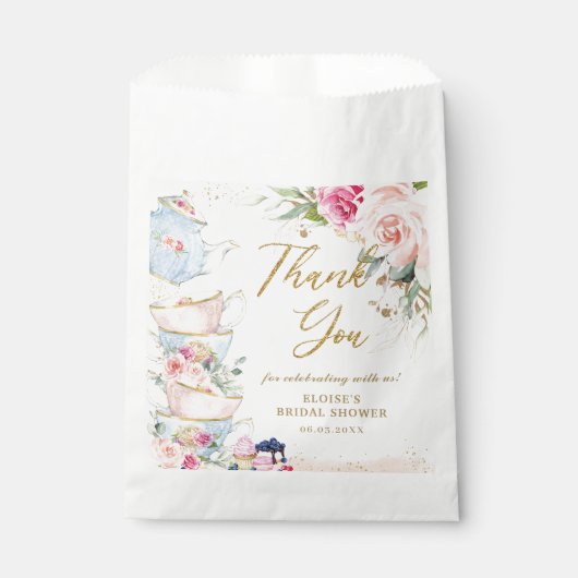 Blush Pink Floral High Tea Party Vrijgezellenfeest Bedankzakje (Voorkant)