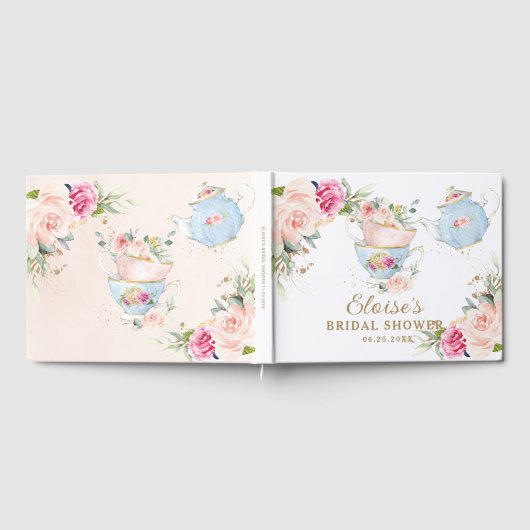 Blush Pink Floral High Tea Party Vrijgezellenfeest Gastenboek (Volledig)