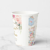 Blush Pink Floral High Tea Party Vrijgezellenfeest Papieren Bekers (Rechts)