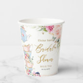 Blush Pink Floral High Tea Party Vrijgezellenfeest Papieren Bekers (Voorkant)