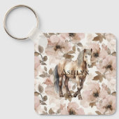 Blush Pink Floral Horse Sleutelhanger (Voorkant)
