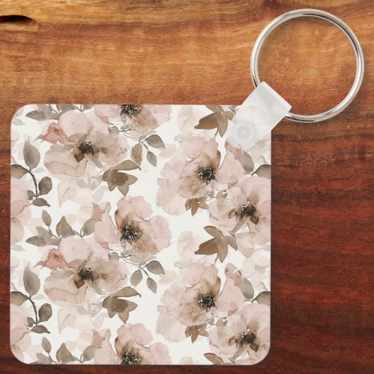 Blush Pink Floral Horse Sleutelhanger (Achterkant)