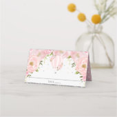 Blush Pink Floral Hot Air Ballon Guest Name Plaatskaartje (Voorkant)