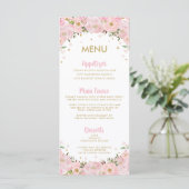 Blush Pink Floral Hot Air Ballon Menu Baby shower (Staand voorkant)