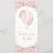 Blush Pink Floral Hot Air ballon Weddenmenu Programmakaart (Achterkant)