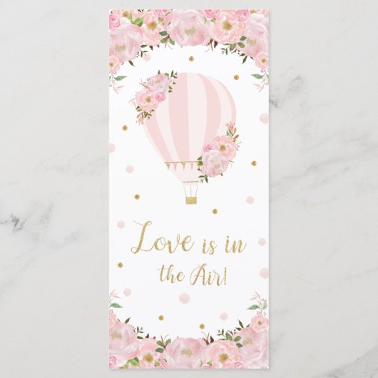 Blush Pink Floral Hot Air ballon Weddenmenu Programmakaart (Achterkant)