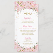 Blush Pink Floral Hot Air ballon Weddenmenu Programmakaart (Voorkant / Achterkant)