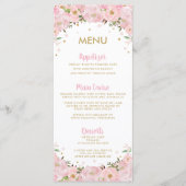 Blush Pink Floral Hot Air ballon Weddenmenu Programmakaart (Voorkant)