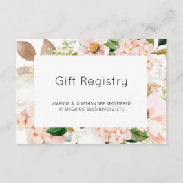 Blush Pink Floral Hydrangea Wedding Gift Registry Informatiekaartje