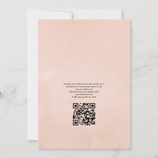 Blush Pink Floral Hydrangeas QR Code RSVP Weddensc Kaart (Achterkant)