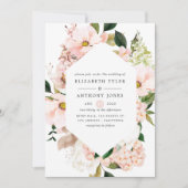 Blush Pink Floral Hydrangeas Spring Wedding Kaart (Voorkant)
