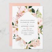 Blush Pink Floral Hydrangeas Spring Wedding Kaart (Voorkant / Achterkant)