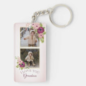 Blush Pink Floral Ik hou van je kleinmafotocollage Sleutelhanger (achterkant)