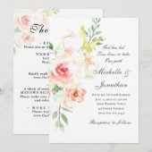 Blush Pink Floral in één bruiloft Christelijk Kaart (Voorkant / Achterkant)