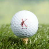 Blush Pink Floral Initiaal K monogram Golfballen (Insitu Shirt)