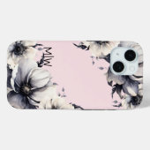 Blush Pink Floral Initiaal Monogram Case-Mate iPhone Case (Achterkant (horizontaal))