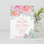 Blush Pink Floral Kaart (Staand voorkant)