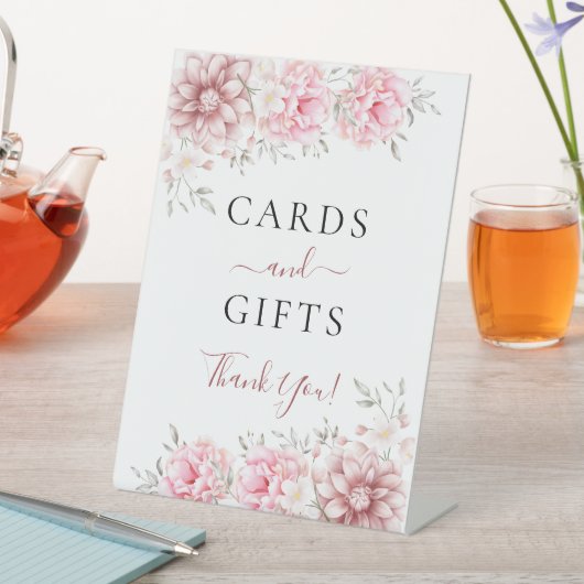 Blush Pink Floral Kaarten en geschenken Reclamebord Met Voetstuk (Insitu)