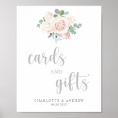 Blush Pink Floral Kaarten en Gifts Wedding Sign Poster (Voorkant)