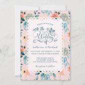 Blush Pink Floral Lace Elegant Wedding Calligraphy Kaart (Voorkant)