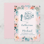 Blush Pink Floral Lace Elegant Wedding Calligraphy Kaart (Voorkant / Achterkant)