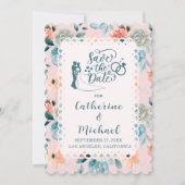 Blush Pink Floral Lace Elegant Wedding Calligraphy Kaart (Voorkant)