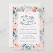 Blush Pink Floral Lace Elegant Wedding Calligraphy Kaart (Voorkant)