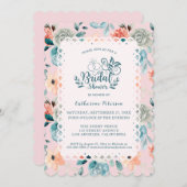 Blush Pink Floral Lace Elegant Wedding Calligraphy Kaart (Voorkant / Achterkant)